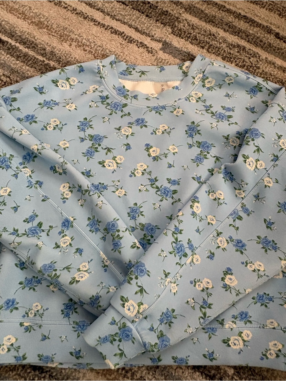 Altar'd State Light Blue Floral Crew Sweatshirt